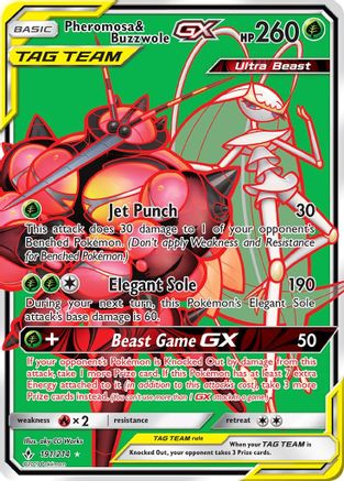 Image of Pheromosa & Buzzwole GX (191) (Full Art) 191  - Holofoil SM  Unbroken Bonds - Ultra Rare