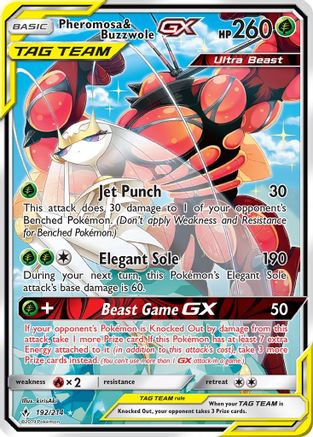 Image of Pheromosa & Buzzwole GX (192) (Alternate Full Art) 192  - Holofoil SM  Unbroken Bonds - Ultra Rare