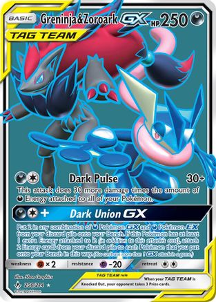 Image of Greninja & Zoroark GX (200) (Full Art) 200  - Holofoil SM  Unbroken Bonds - Ultra Rare