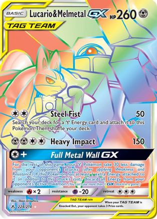 Image of Lucario & Melmetal GX (Secret) 224  - Holofoil SM  Unbroken Bonds - Secret Rare