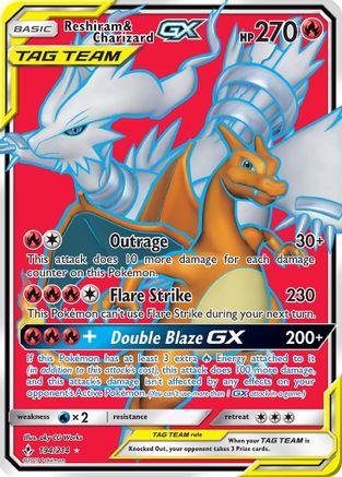 Image of Reshiram & Charizard GX (Full Art) 194/214  - Holofoil SM  Unbroken Bonds - Ultra Rare