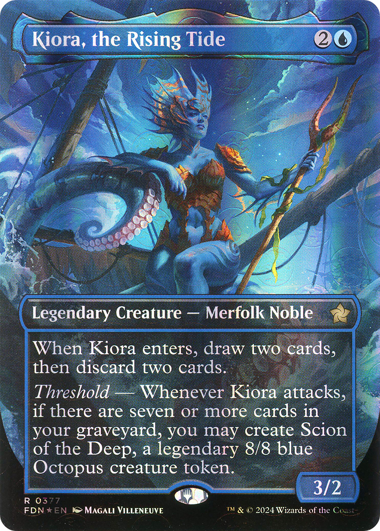 Image of Kiora, the Rising Tide (Borderless) (Mana Foil) (FDN-377) - Foundations (Borderless) Foil