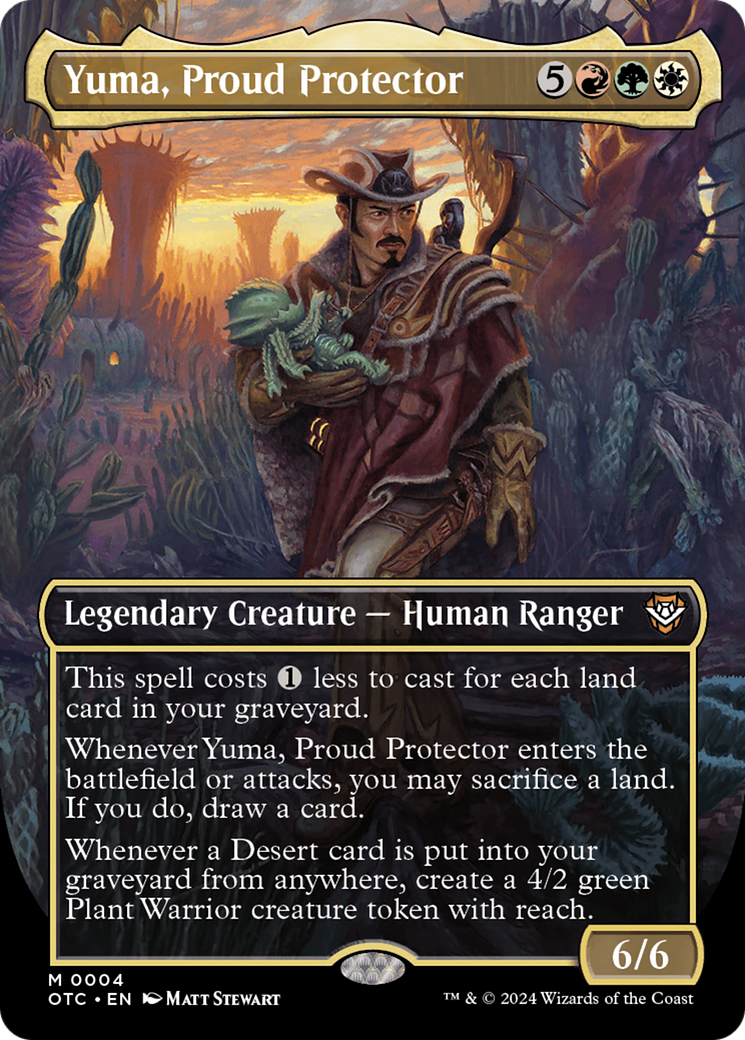 Image of Yuma, Proud Protector (Borderless) (OTC-004) - Outlaws of Thunder Junction Commander (Borderless) Foil