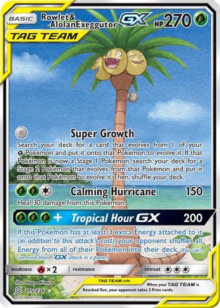 Image of Rowlet & Alolan Exeggutor GX (Alternate Full Art) 215  - Holofoil SM  Unified Minds - Ultra Rare