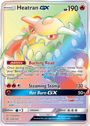 Image of Heatran GX (Secret) 238  - Holofoil SM  Unified Minds - Secret Rare