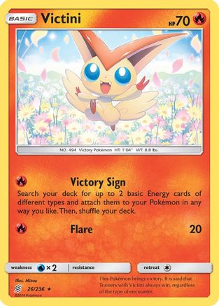 Image of Victini 026/236  - Holofoil SM  Unified Minds - Holo Rare