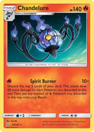 Image of Chandelure 030/236  - Reverse Holofoil SM  Unified Minds - Holo Rare