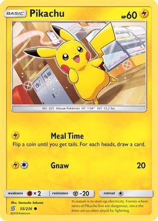 Image of Pikachu (55) 055/236  - Reverse Holofoil SM  Unified Minds - Common