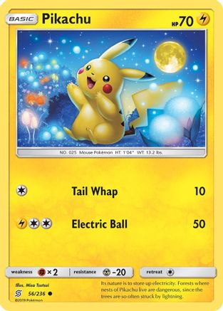 Image of Pikachu (56) 056/236  - Reverse Holofoil SM  Unified Minds - Common