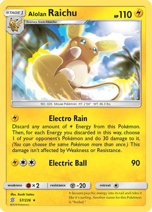 Image of Alolan Raichu 057/236  - Holofoil SM  Unified Minds - Holo Rare