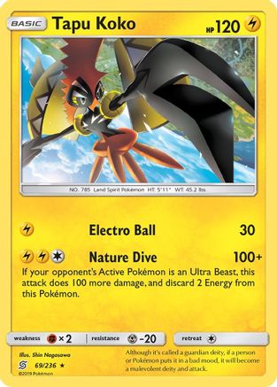 Image of Tapu Koko 069  - Holofoil SM  Unified Minds - Holo Rare