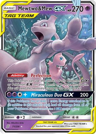 Image of Mewtwo & Mew GX 071/236  - Holofoil SM  Unified Minds - Ultra Rare