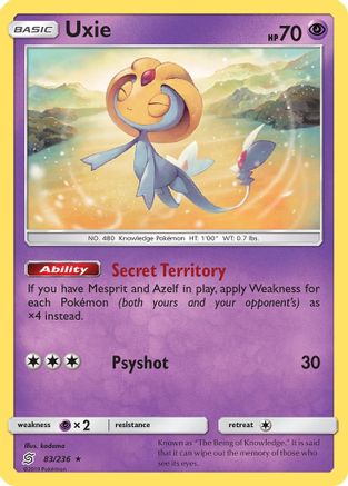Image of Uxie 083/236  - Holofoil SM  Unified Minds - Holo Rare