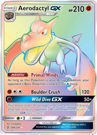 Image of Aerodactyl GX (Secret) 244  - Holofoil SM  Unified Minds - Secret Rare