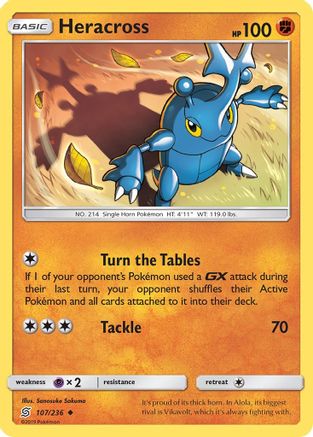 Image of Heracross 107/236  - Reverse Holofoil SM  Unified Minds - Uncommon