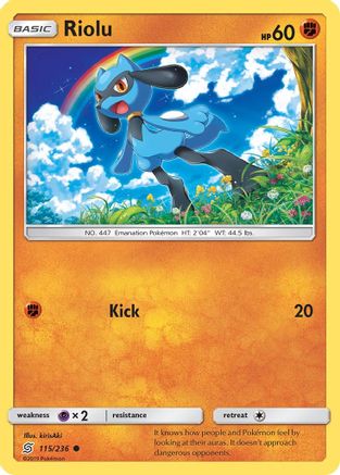 Image of Riolu (115) 115/236  - Reverse Holofoil SM  Unified Minds - Common