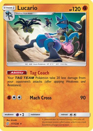 Image of Lucario 117/236  - Reverse Holofoil SM  Unified Minds - Rare