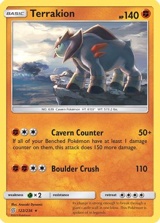 Image of Terrakion 122  - Holofoil SM  Unified Minds - Holo Rare