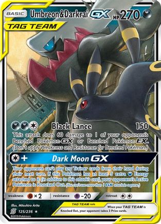 Image of Umbreon & Darkrai GX 125/236  - Holofoil SM  Unified Minds - Ultra Rare