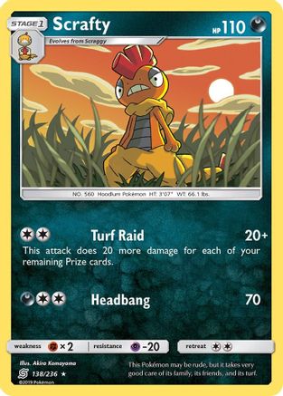 Image of Scrafty 138  - Reverse Holofoil SM  Unified Minds - Rare