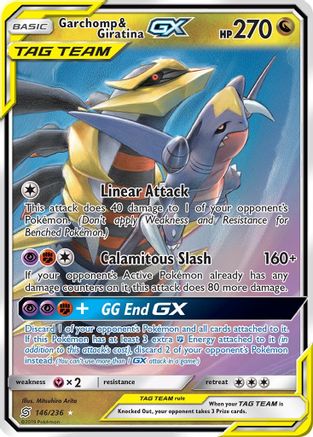 Image of Garchomp & Giratina GX 146/236  - Holofoil SM  Unified Minds - Ultra Rare