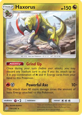 Image of Haxorus 156/236  - Reverse Holofoil SM  Unified Minds - Holo Rare