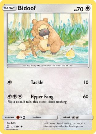 Image of Bidoof 171/236  - Reverse Holofoil SM  Unified Minds - Common