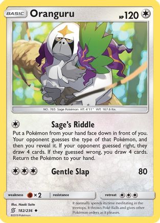 Image of Oranguru 182  - Reverse Holofoil SM  Unified Minds - Uncommon