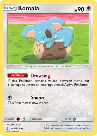 Image of Komala 185  - Reverse Holofoil SM  Unified Minds - Uncommon