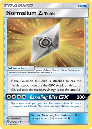 Image of Normalium Z: Tackle 203  - Reverse Holofoil SM  Unified Minds - Uncommon