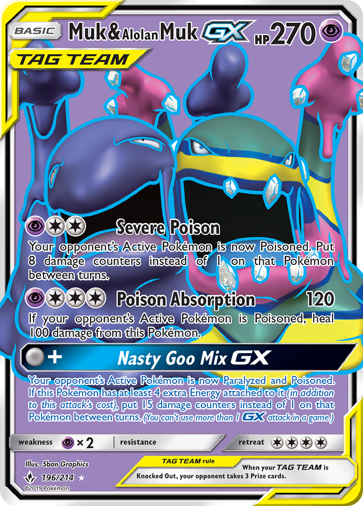 Image of Muk & Alolan Muk GX (196) (Full Art) 196  - Holofoil SM  Unbroken Bonds - Ultra Rare