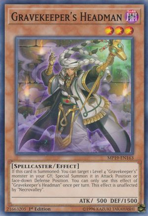 Image of Gravekeeper's Headman (MP19-EN163) - 2019 Gold Sarcophagus Tin Mega Pack 1st Edition
