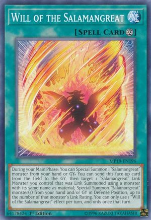 Image of Will of the Salamangreat (MP19-EN196) - 2019 Gold Sarcophagus Tin Mega Pack 1st Edition