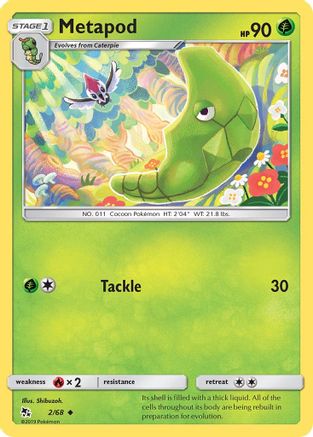 Image of Metapod 002/68  - Reverse Holofoil Hidden Fates - Uncommon