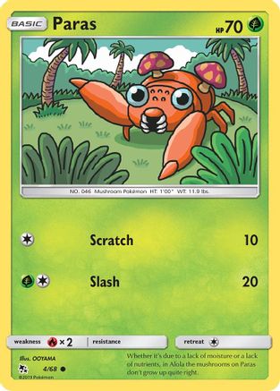 Image of Paras 004/68  - Reverse Holofoil Hidden Fates - Common