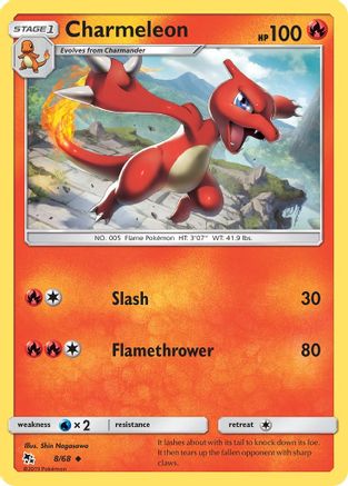 Image of Charmeleon 008/68  - Reverse Holofoil Hidden Fates - Uncommon