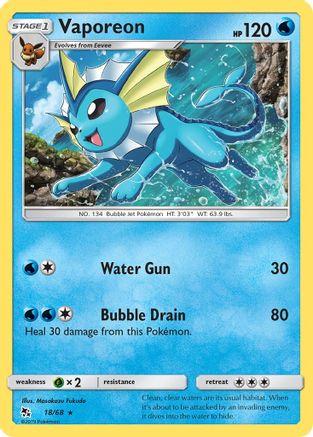 Image of Vaporeon 018  - Reverse Holofoil Hidden Fates - Holo Rare