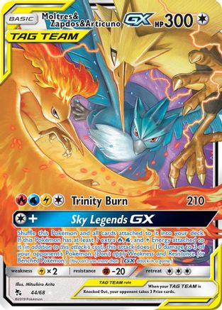 Image of Moltres & Zapdos & Articuno GX 044/68  - Holofoil Hidden Fates - Ultra Rare