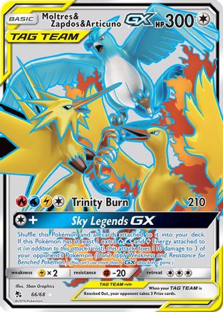 Image of Moltres & Zapdos & Articuno GX (Full Art) 066/68  - Holofoil Hidden Fates - Ultra Rare