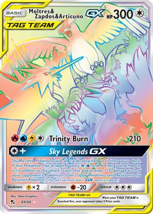 Image of Moltres & Zapdos & Articuno GX (Secret) 069/68  - Holofoil Hidden Fates - Secret Rare