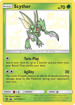 Image of Scyther SV1/SV94  - Holofoil Hidden Fates Shiny Vault - Shiny Holo Rare