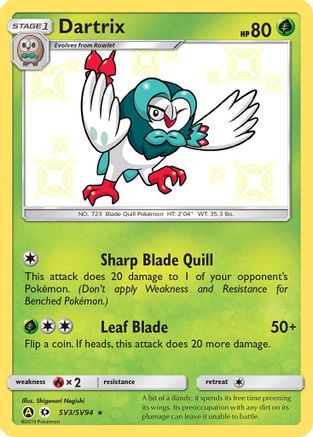 Image of Dartrix SV3/SV94  - Holofoil Hidden Fates Shiny Vault - Shiny Holo Rare