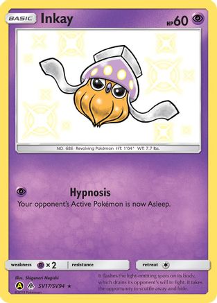 Image of Inkay SV17/SV94  - Holofoil Hidden Fates Shiny Vault - Shiny Holo Rare