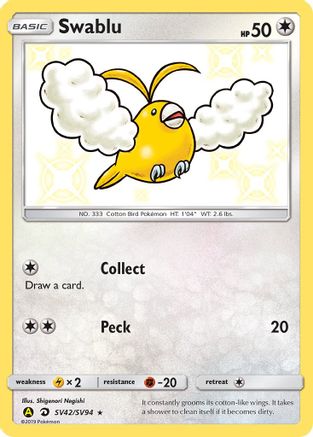 Image of Swablu SV42/SV94  - Holofoil Hidden Fates Shiny Vault - Shiny Holo Rare
