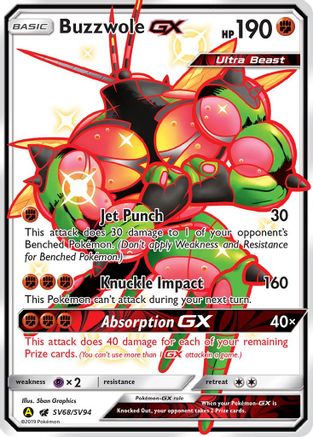 Image of Buzzwole GX SV68/SV94  - Holofoil Hidden Fates Shiny Vault - Shiny Holo Rare