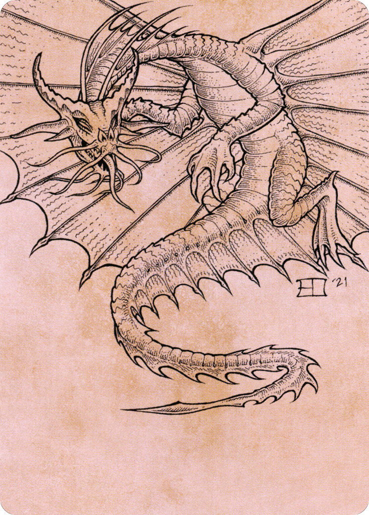 Image of Ancient Gold Dragon // Ancient Gold Dragon (ACLB-044) - Battle for Baldur's Gate Art Series (Borderless) Foil