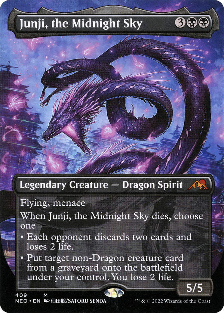 Image of Junji, the Midnight Sky (Borderless) (NEO-409) - Kamigawa: Neon Dynasty (Borderless) Foil