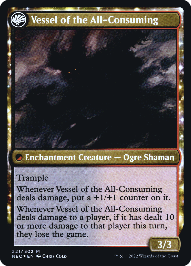 Image of Hidetsugu Consumes All (PRE-221S) - Kamigawa: Neon Dynasty Promos: (fandfc, enchantment) Foil