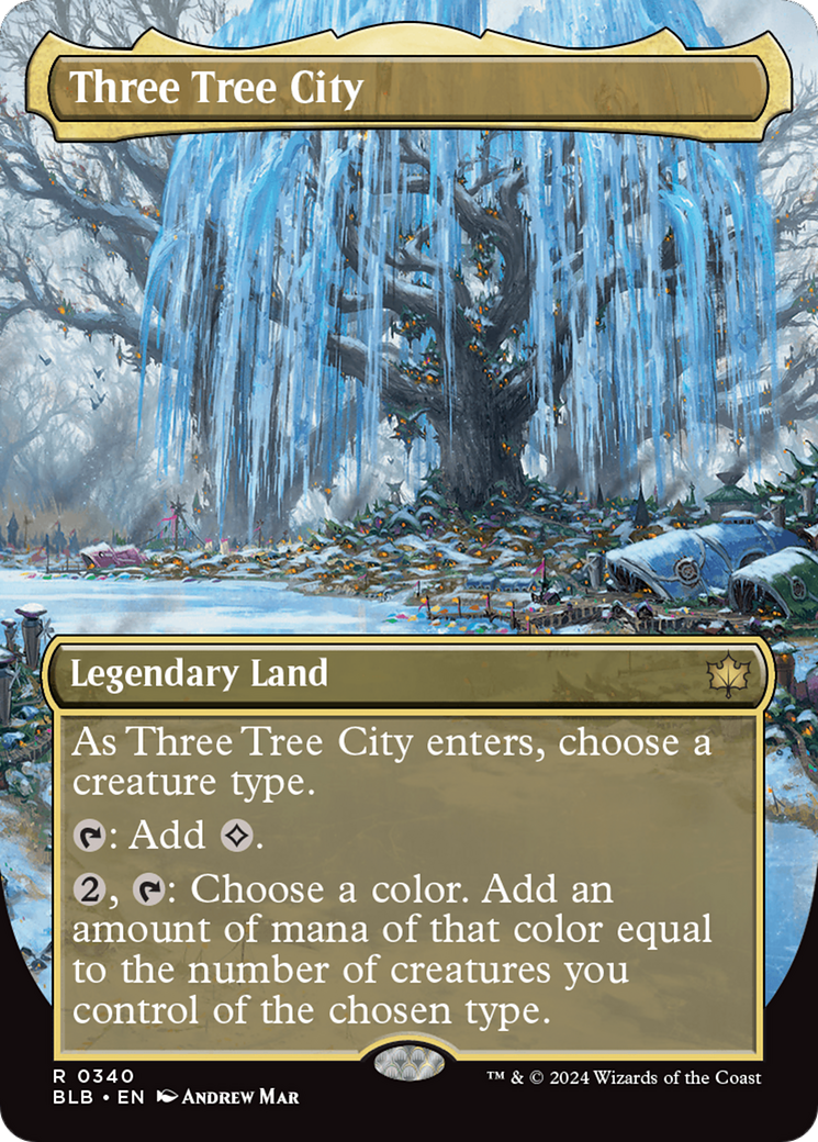 Image of Three Tree City (Borderless) (0340) (BLB-340) - Bloomburrow (Borderless) Foil