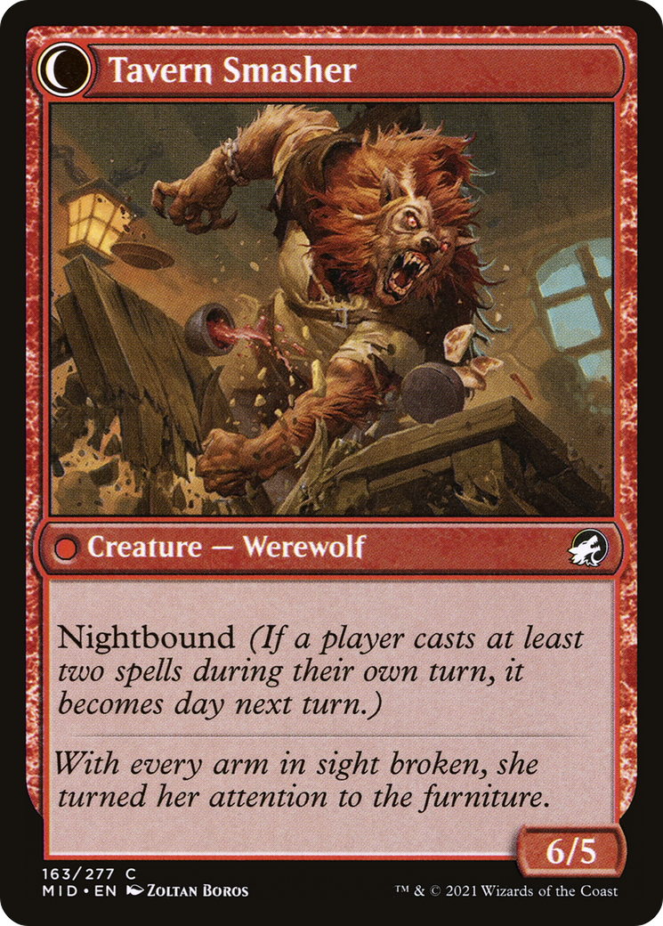 Image of Tavern Ruffian (MID-163) - Innistrad: Midnight Hunt: (Double Faced Transform) Foil